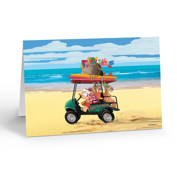 Beach Fun! Christmas Card - 5" x 7" Beach Christmas Card - 18 Cards & Envelopes