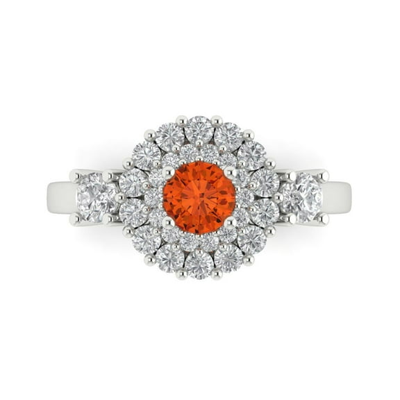 Halo Engagement Ring for Women - 1.4ct Simulated Red Diamond in 18K White Gold Promise Ring