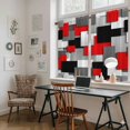 thumbnail image 5 of Red Black Geometric Kitchen Curtains 54 Inch Length, Modern Abstract Art Block Tiers Curtains for Bathroom Bedroom Cafe, Light Filtering Small Window Treatment Short Tiered Drapes 2 Panels 42"Wx54"L, 5 of 8