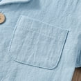 thumbnail image 4 of GYRATEDREAM Toddler Boy Shorts Set Boy Cotton Linen Short Sleeve Button Down T-Shirt Tops and Shorts Set Summer Outfit Set for 2-3Y Blue, 4 of 9
