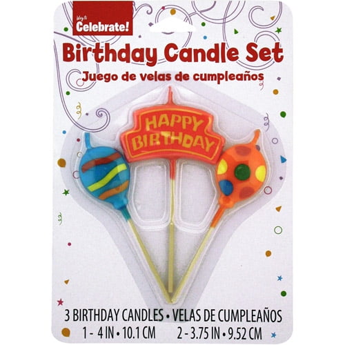 Happy Birthday Candles, 3ct