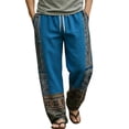 thumbnail image 2 of Tsivenald Linen Pants Men Baggy Harem Vacation Trousers Ethnic Printed Patchwork Breathable Loose Fit Mens Bohemian Beach Bottoms, 2 of 5