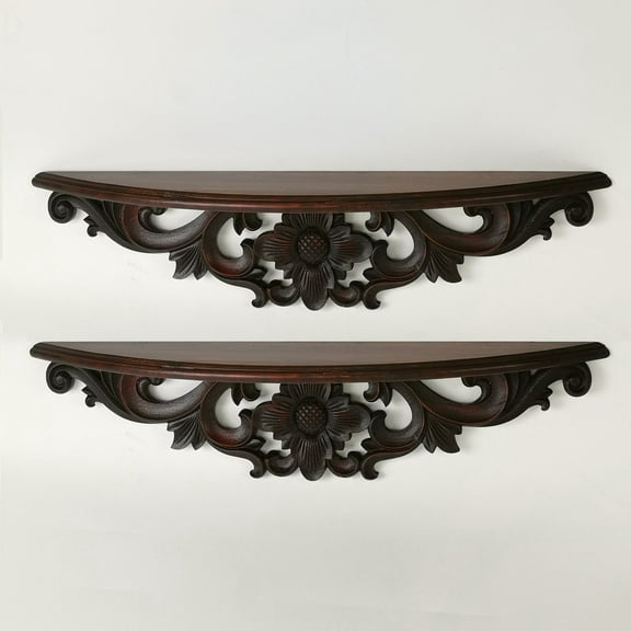 Wayborn Brown Cedar Plywood MOONBAY WALL SHELF (2 PCs), 24″X4.25″X5.5″