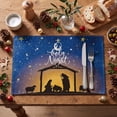 thumbnail image 3 of Smile The Lord Blue Sky Christmas Placemats Set of 4, 12x18 Inch Seasonal Winter Holy Night Table Mats, 3 of 7