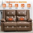 thumbnail image 4 of HSUNNS Recliner Loveseat with Massage & Heating, Oversized Manual Reclining Love Seat Faux Leather Sofa with Cup Holders & Side Pocket for Living Room Home Theater Seating, Brown, 4 of 8
