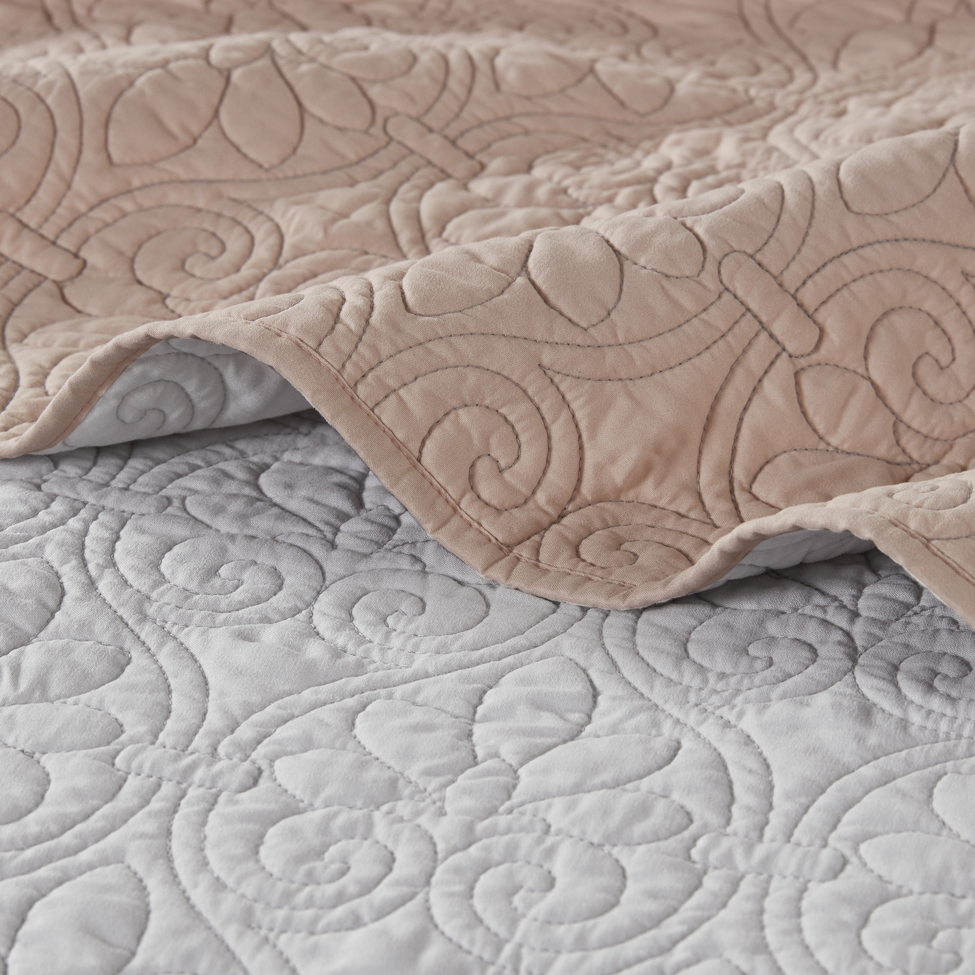 Home Essence Vancouver Super Soft Reversible Coverlet Set, Blush/Light Grey, Full/Queen - image 5 of 22
