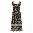 thumbnail image 4 of Bajo Vestido Pantalones Cortos Mujeres Casual Cuello Redondo Impresión Bolsillos sin Mangas Vestido Vestido Corto para Mujeres Verano, 4 of 5