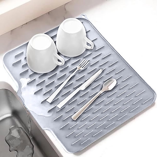 Tapete De Silicona Para Secado, Almohadilla De Drenaje Inclinada Para Encimera, Escurridor Para Fregadero, Capa Protectora Resistente Al Calor, Tapete Amortiguador Para Secar Platos