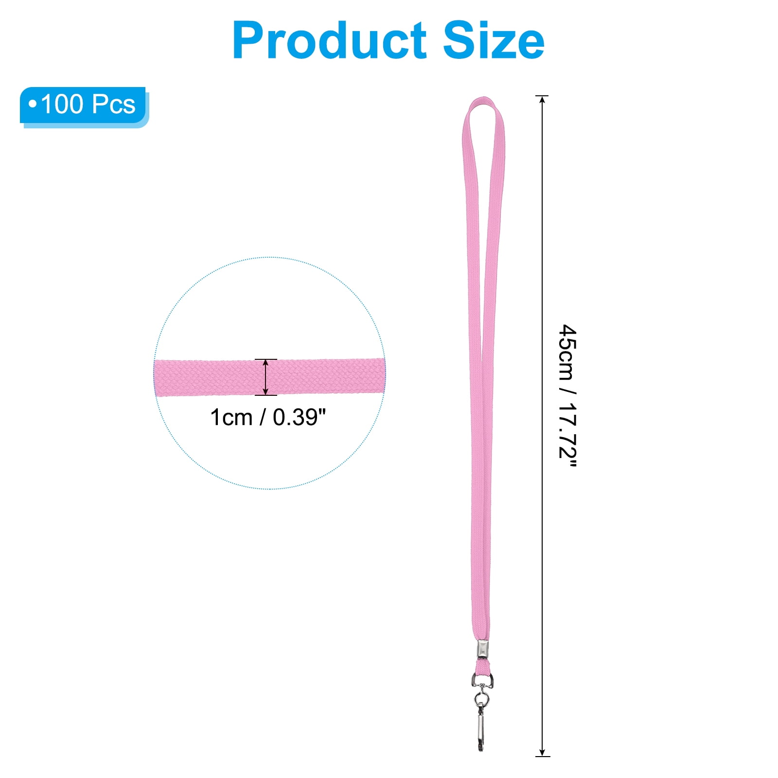 Uxcell Lanyards, 100 Pack Neck Lanyards Bulk with Swivel Hook Clip for ID Badges Holder, Keys, Office, Teachers, Pink
