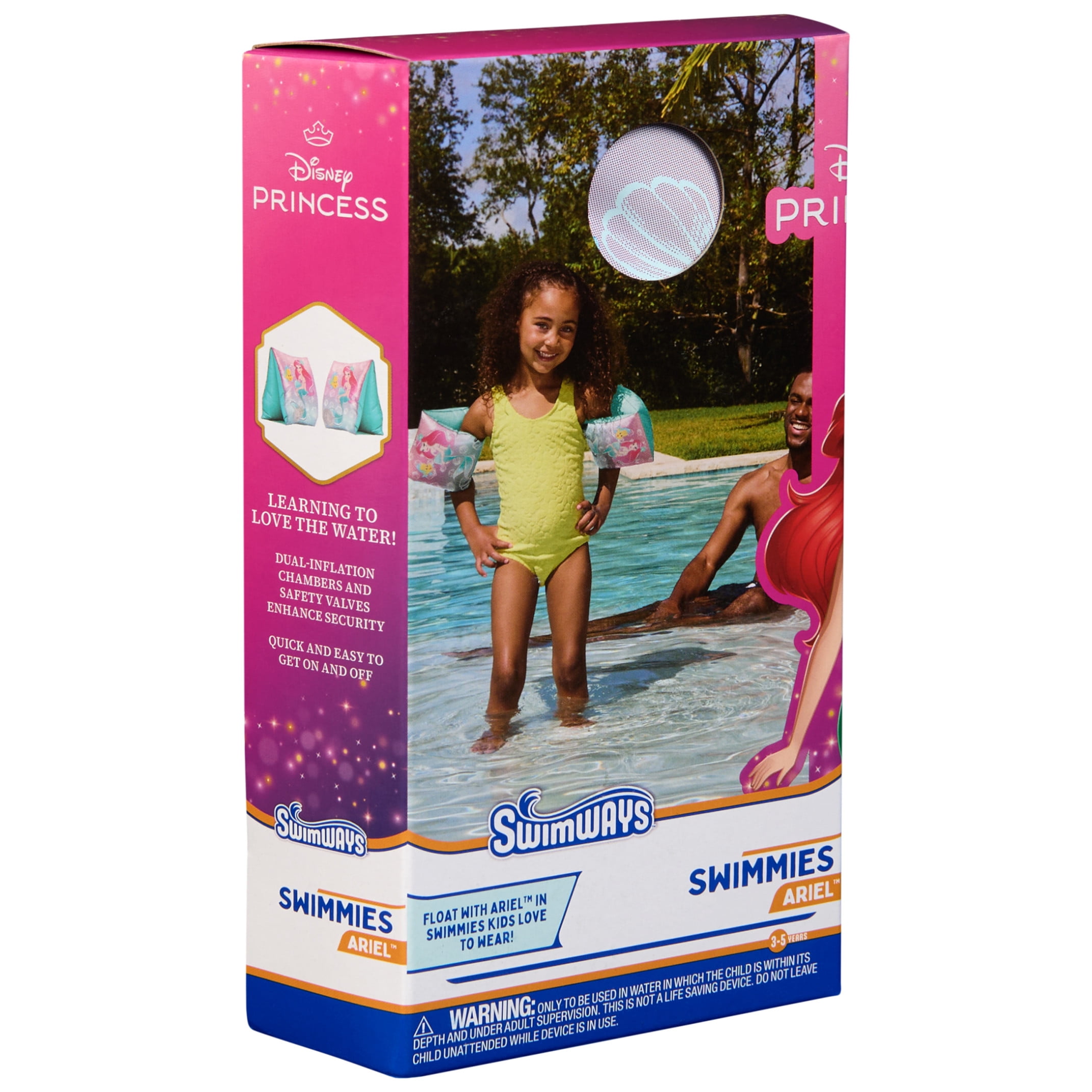 SwimWays Disney Princess Ariel Swimmies (Unisex), Arm Floaties for Kids Age 3-5