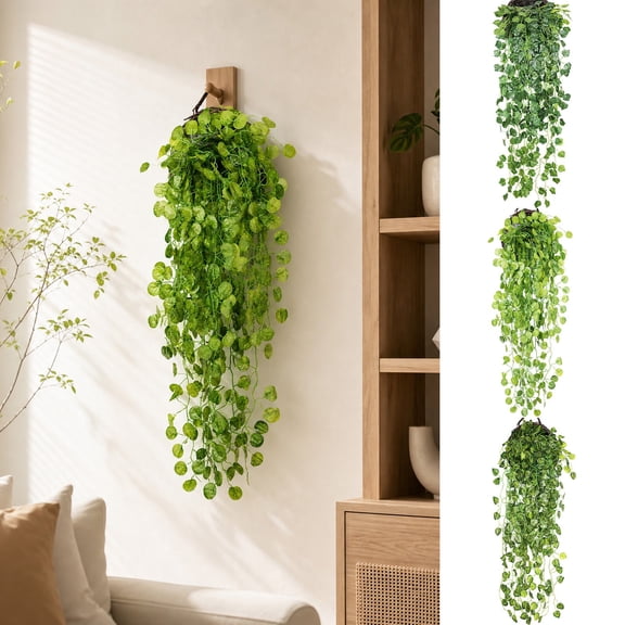 Blateno Artificial Ivy Garland Hanging Wall Plant Fake Green Vine Leaves Faux Ivy Vine Basket Set Realistic Foliage Greenery for Home Living Room Wall Indoor Decor
