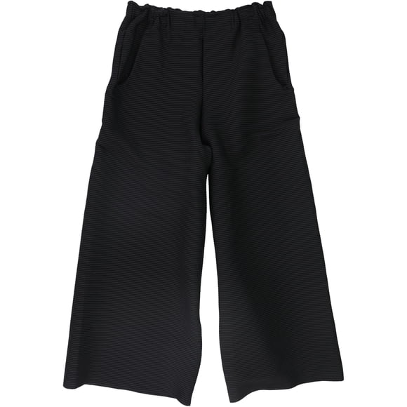 Issey Miyake Pantalones de pierna ancha informales Ripple para mujer, Negro, 1