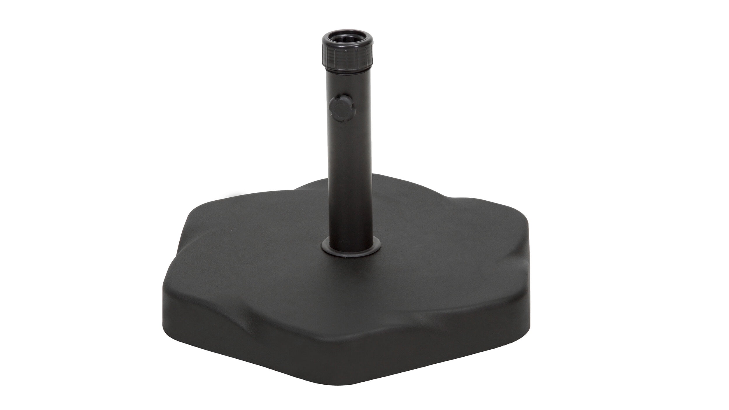 Hexagonal Umbrella Base - 66 lb Concrete & Iron Weighted Stand with 2 Adapters for 80-86" Patio Umbrellas, Black