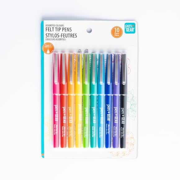 Pen+Gear , 10 Count, Felt Tip Pen, ultra fine Tip, non Toxic, Assorted Colors, Conform to ASTM D 4236