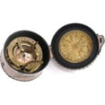 thumbnail image 6 of Roorkee Instruments Antique Nautical Vintage Directional Magnetic Sundial Clock Pocket Compass with Leather Case, Bronze,, 6 of 6