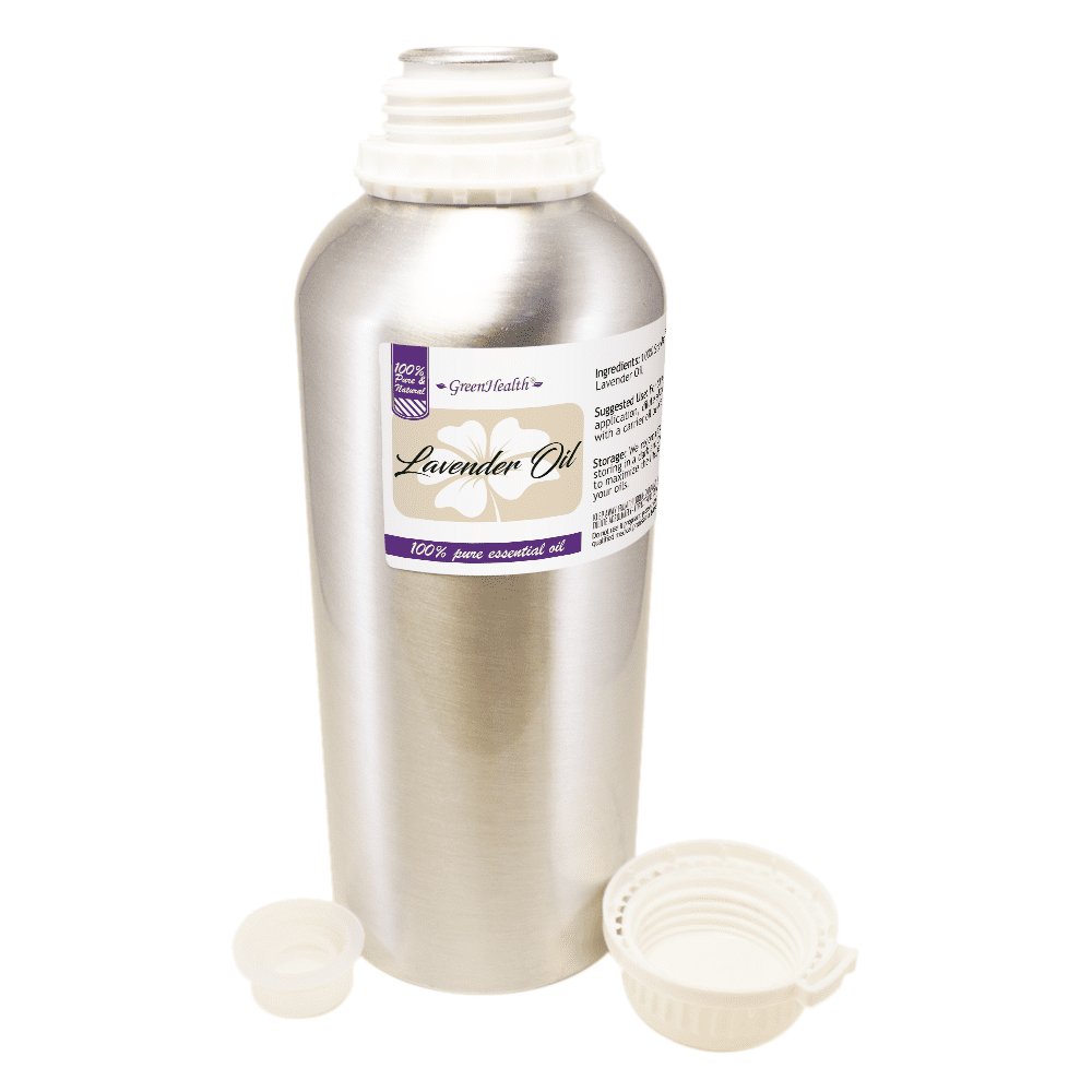 GreenHealth Lavender Essential Oil 32 fl oz (946 ml) Aluminum Bottle w/ Plug Cap