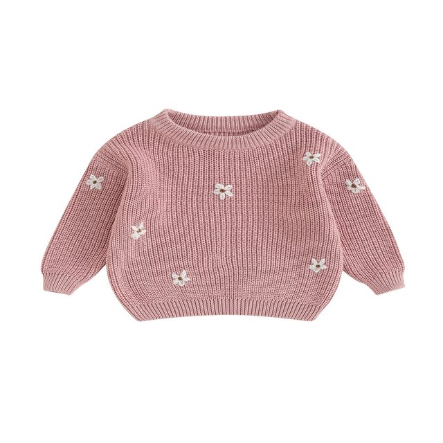 AMERTEER Baby Round Neck Sweaters Long Sleeve Loose Knitted Pullovers