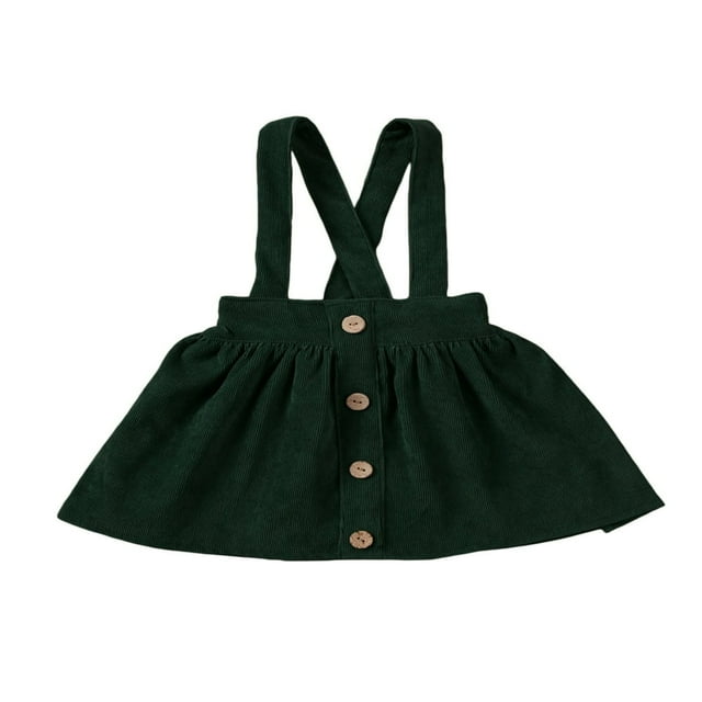 Bébé bébé Filles Sangle Velours Côtelé Ensemble Robe Robe Vêtements Bouton Solide Mini Robes