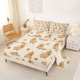 thumbnail image 2 of Erosebridal Kawaii Capybara Bed Sheets for Kids, Orange Fruit Print King Sheets, 4pcs, 2 of 5