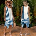 thumbnail image 3 of Psesaysky Blue Palm Sea Stripe Couple Matching Outfit 2026 Womens Sleeveless Dress with Pockets Men’s Shirts Short Sleeve Buttons Shirts or Beach Guest Tunic Sundress Plus Size, 3 of 7