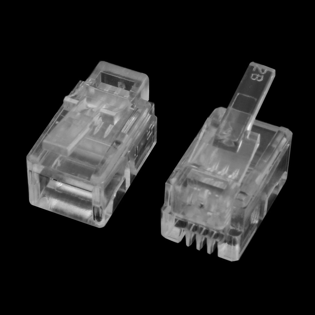 Phone 4P4C RJ9 Telephone Cable End Adapter Connector Clear 22pcs