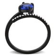 thumbnail image 2 of IP Black(Ion Plating) Stainless Steel Ring with Synthetic Spinel in London Blue for Women Style DA038, 2 of 3