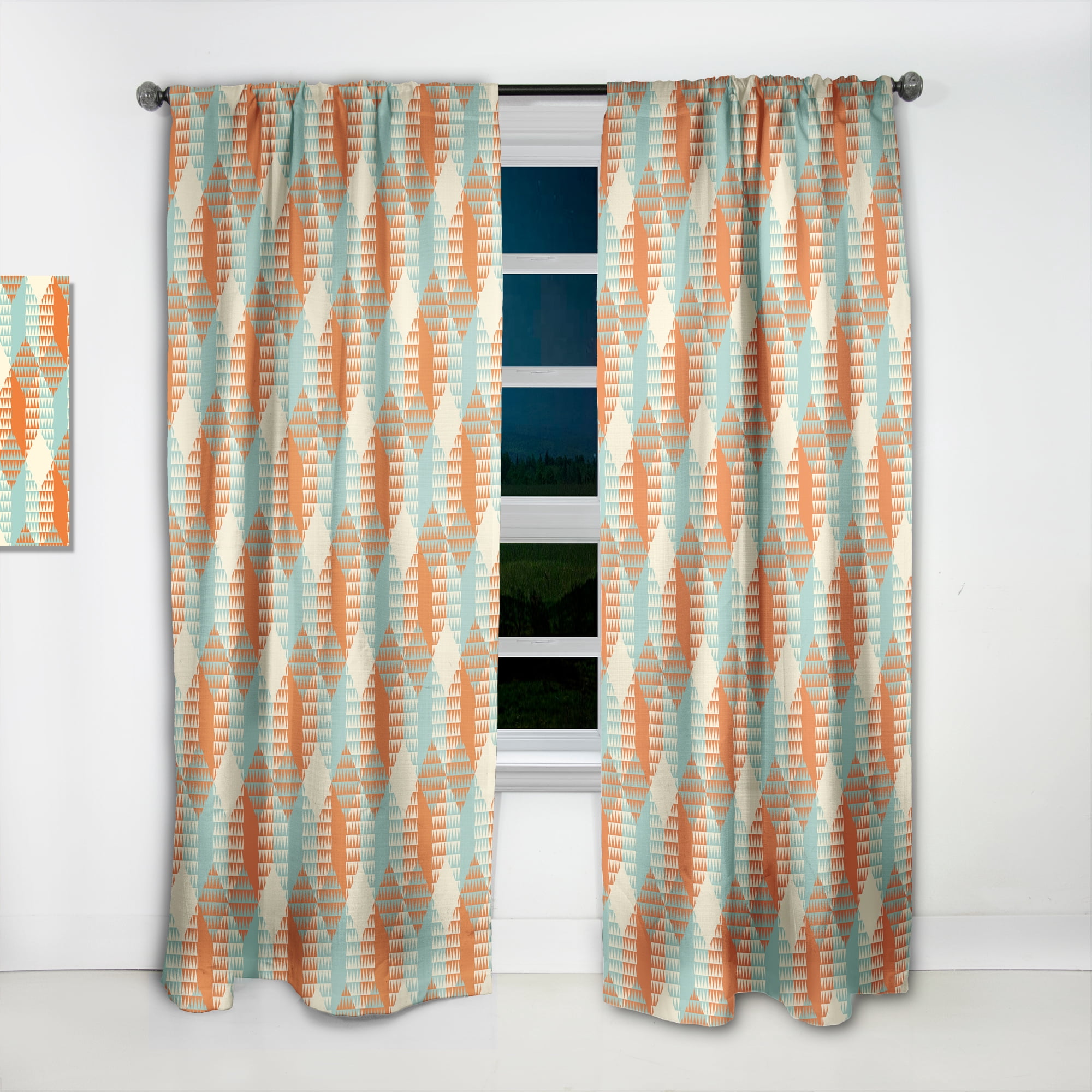 Designart 'Hexagon Retro Pattern V' Mid-Century Modern Curtain Panel