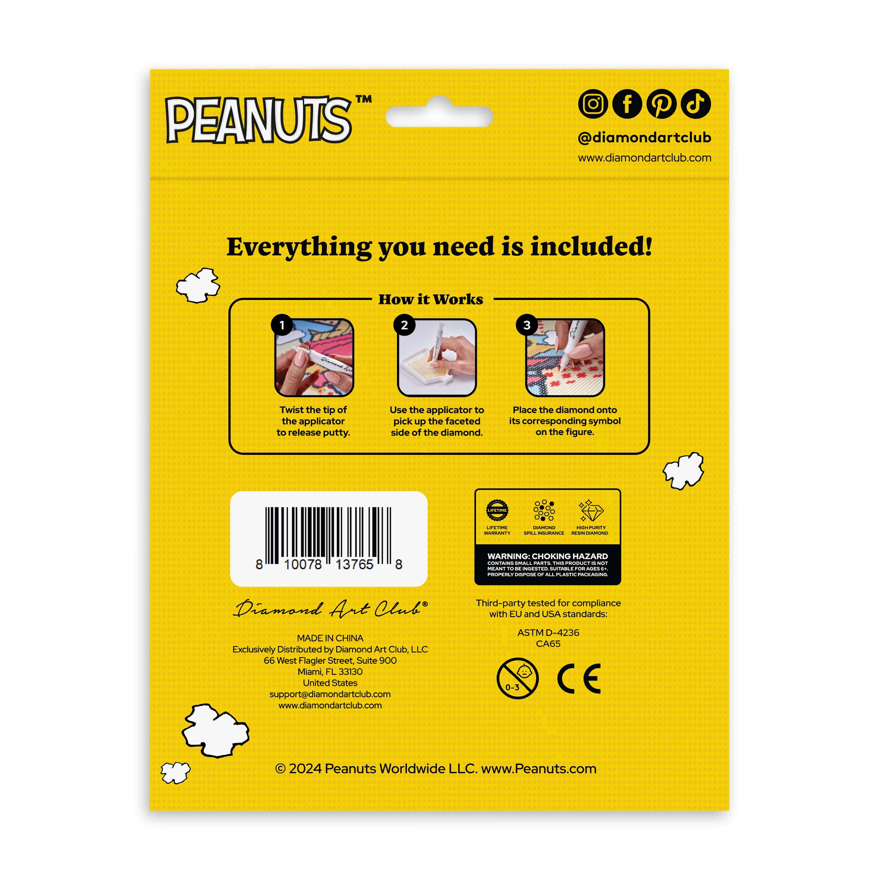 DIAMOND ART CLUB® Sparkle Pals - Snoopy, Diamond Painting Kit, Fun DIY Crafts for Adults, Diamond Art Craft for Beginners, 5.7" x 3.7"