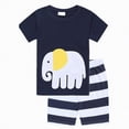 thumbnail image 5 of TOWED22 Baby Boy Outfits 2pcs Crewneck Short Sleeve T-Shirt Elastic Waist Drawstring Shorts Dinosaur Truck Print Summer Clothes(Navy,5-6 Y), 5 of 8