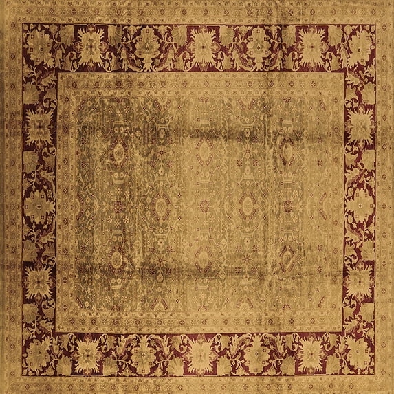 Ahgly Company Indoor Square Oriental Brown Industrial Area Rugs, 5' Square