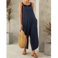 thumbnail image 2 of Salopette Ajustable Sans Manches en Coton et Lin pour Femmes, Ample, avec Poches, 2 of 6