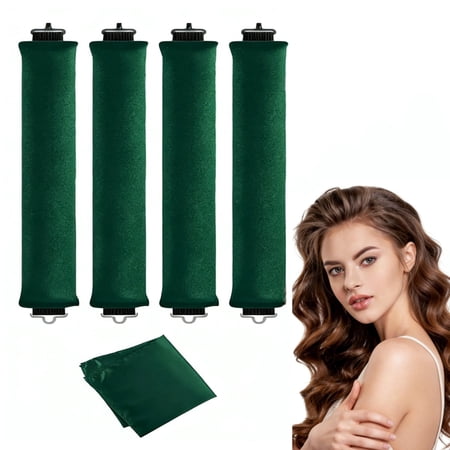 Seritant Heatless Curls Overnight with Satin Head Scarf, Velvet Hair Rollers for Blowout Look- Curling Rod to Sleep in, Velvet Hair Rollers with Satin Hair Scarf