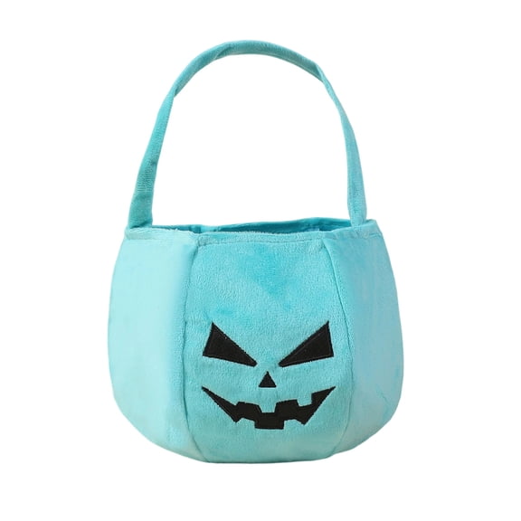 Teal Halloween Pumpkin Treat Bags for K'ids, Soft Candy Bucket Holders for Toddler Party Supplies, Handheld Pumpkin Bags for Trick or Treating and Classroom Gifts