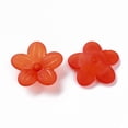 thumbnail image 2 of Frosted Acrylic Bead Caps 5-Petal Flower Orange Red 19.5x20x5.5mm Hole: 1.6mm about 740pcs/500g, 2 of 6
