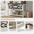 OKD Farmhouse Entryway Table with Barn Doors, Wood and Metal Console