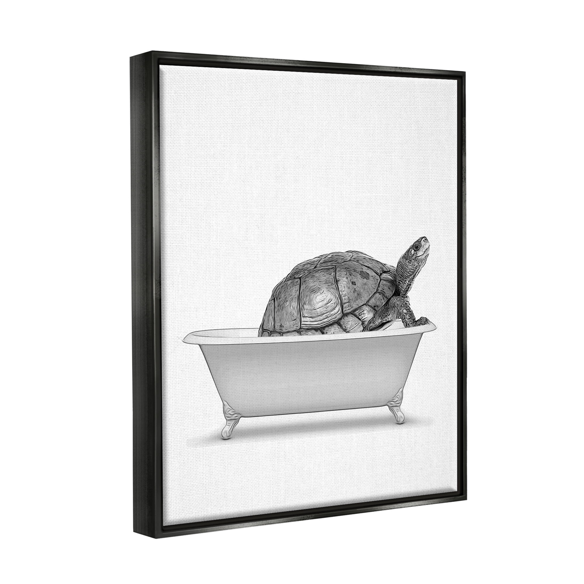 Stupell Industries Tortoise Bathing In Tub Sea Life Animals & Insects Painting Black Floater Framed Art Print Wall Art