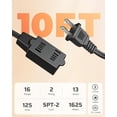 thumbnail image 2 of Cable de extensión DEWENWILS de 3 salidas, 3 m, interiores, 125 V, 13 A, paquete de 2, 2 of 7