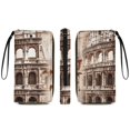 thumbnail image 2 of Womens Wallet Bifold Ladies Cluth Bag Wristlet Wrist Strap Long Purse Rome Design, 2 of 6