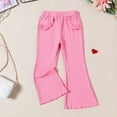 thumbnail image 3 of XBASW Infant Baby Girl 3PCS Flare Pants Spring Fall Solid Color Flare Leggings Stripe Trousers Stretch Bell Bottoms for 6 Months-3 Years, 3 of 7