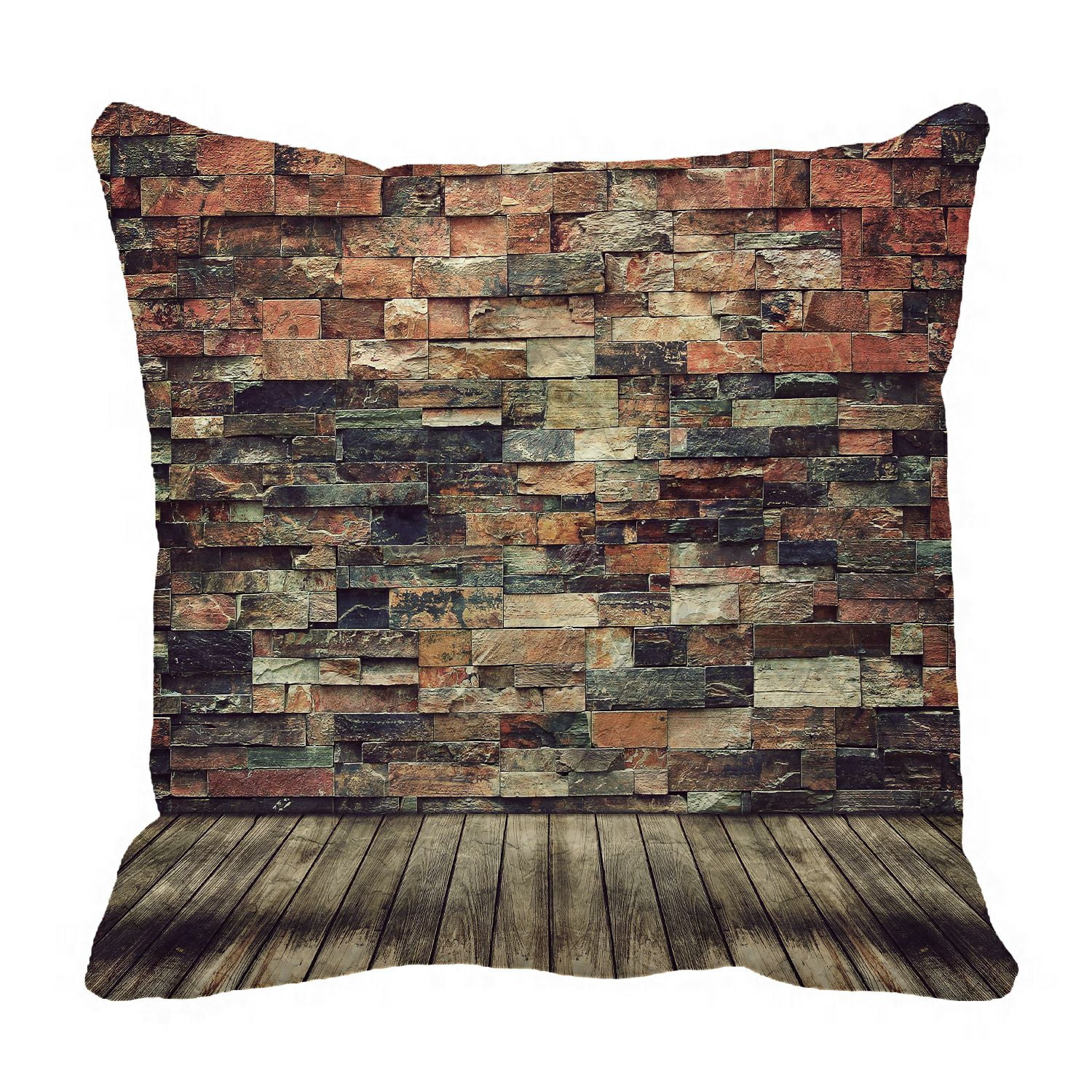 ABPHQTO Empty Wood And Brick Wall Pillow Case Pillow Cover Pillow Protector Two Sides For Couch