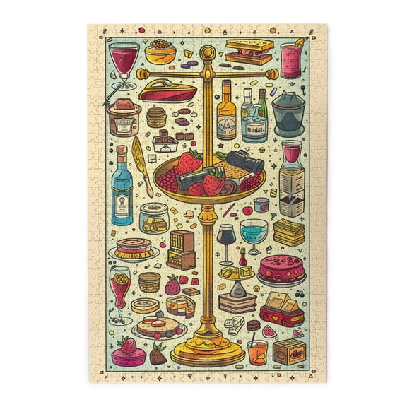 1000 pcs Food illustration 1000 piece puzzle for adults,Funny Artwork for Adults,Unique and Beautiful Design,Classic Food Wooden Puzzles 1000 Piece,Great for Relaxation and Display for Puzzle Lovers