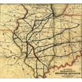 thumbnail image 2 of Vintage Maps 13x12 Black Ornate Wood Framed with Double Matting Museum Art Print Titled - Jacksonville North Western and South Eastern Railway 1855, 2 of 4
