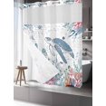 thumbnail image 3 of No Hook Shower Curtain with Snap-in Liner, Coastal Turtle Waterproof Fabric Bathroom Curtains, Summer Beach Nautical Ocean Coral Seahorse Bath Curtains & Mesh Top Window 72"x78" Long, 3 of 9