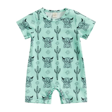 

Baby Boy Onesie Cow Print Romper Jumpsuit Newborn Short Sleeve Playsuit 0-18M