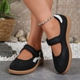 thumbnail image 5 of Domuza Women Retro Two-Tone Mary Jane Sneakers, Adjustable Magic Strap Cross Strip Casual Flat Shoes Non-Slip Gum Rubber Sole Daily Walking Footwear Black 7.5（EU-39）, 5 of 9