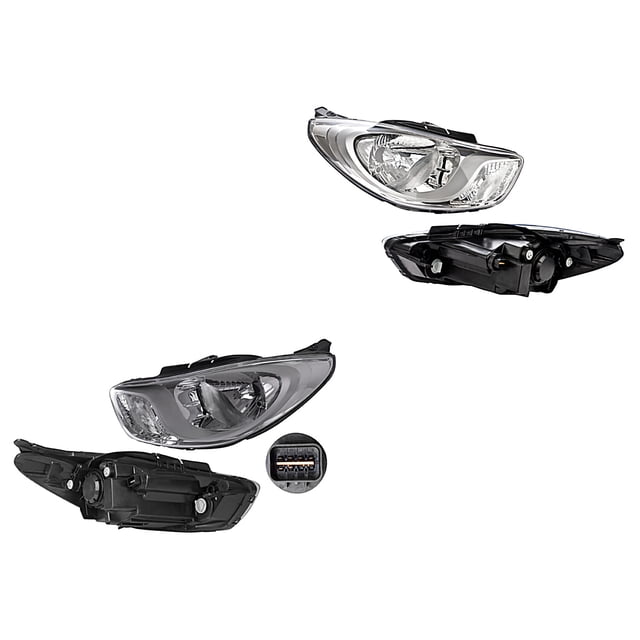 Par de Faros Grand I10 2011 A 2014 Hyundai Fdo Crom Manual P/Halog DEPO .