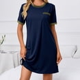 thumbnail image 4 of Dyegold Sundresses for Women Casual Beach - Sun Dresses Women Summer Casual Round Neck Short Sleeve Solid Color Loose Midi Sundress ​Plus Size Tshirt ​Party ​Dress, 4 of 6
