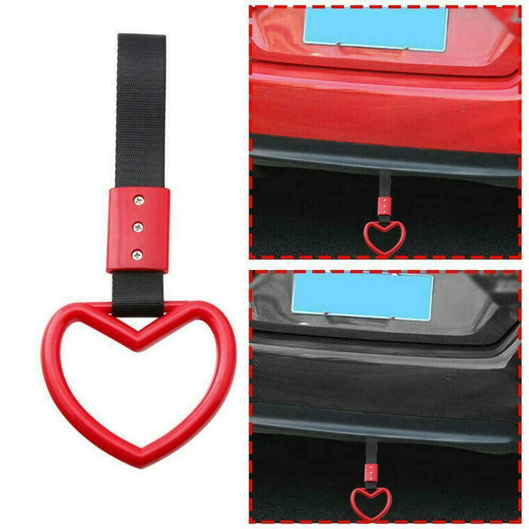 Universal Heart Shape Car Interior Pull Ring Hand Straps Car Tow Strap Ring  Ring Bus Subway Loop Warning Armrest Bumper Rear T8O0