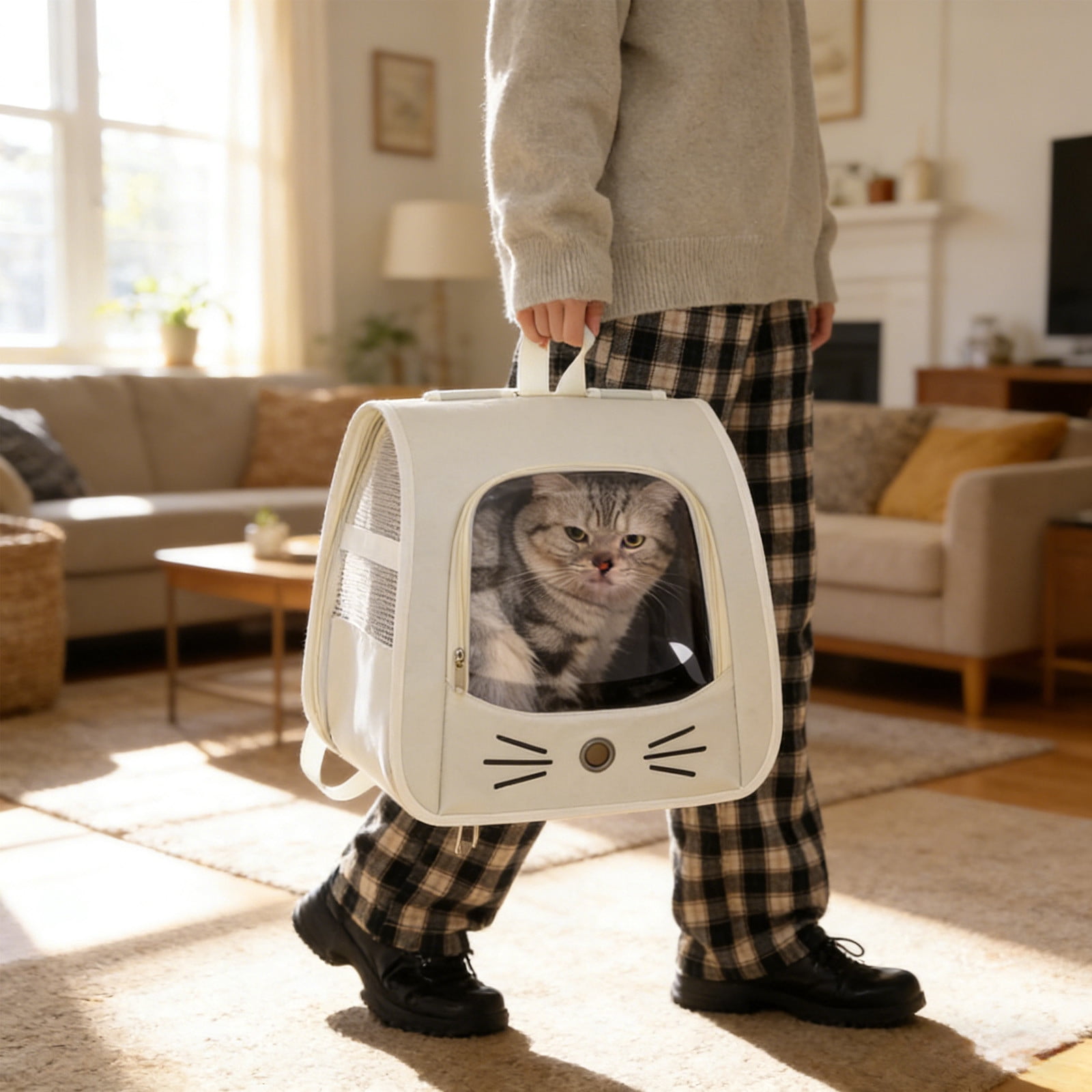 Msgweeeg Soft Cats Carrier Dog Carrier Handheld Backpack 2 In 1 Cats Carrier Foldable Pet Backpack for Small Dogs Cats Pet Sling Carrier Suitable for Outdoor Hiking Vet Visits Travel