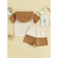 thumbnail image 5 of Musuos Toddler Boy Summer Shorts Outfit 6M 12M 18M 24M 3Y Contrast Color Short Sleeve Hooded Top with Elastic Waist Shorts Infant Casual Set, 5 of 9